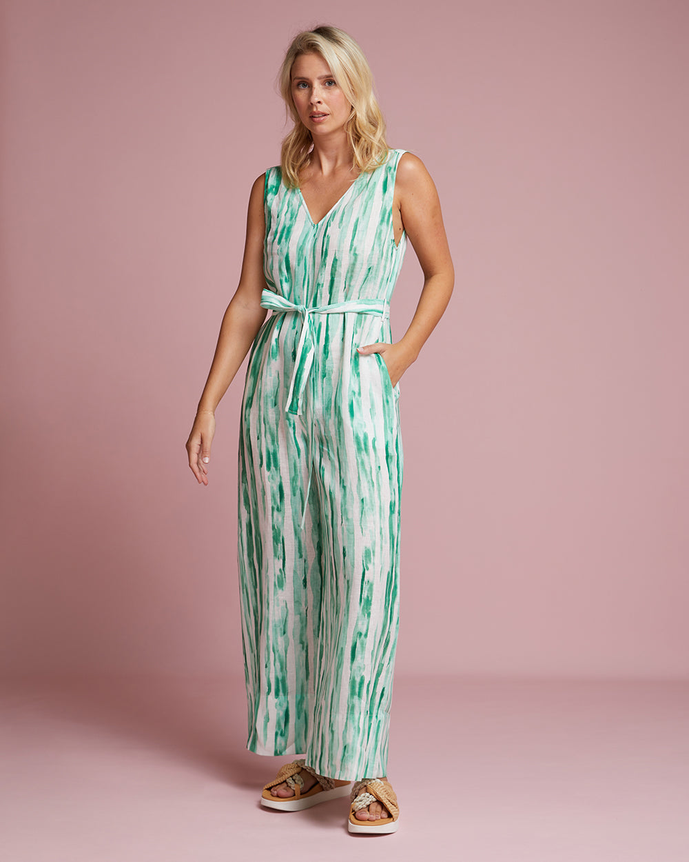 Amalfi Jumpsuit - Watercolour Stripe