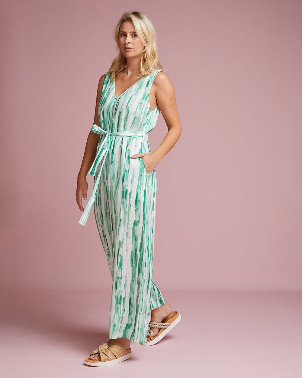 Amalfi Jumpsuit - Watercolour Stripe