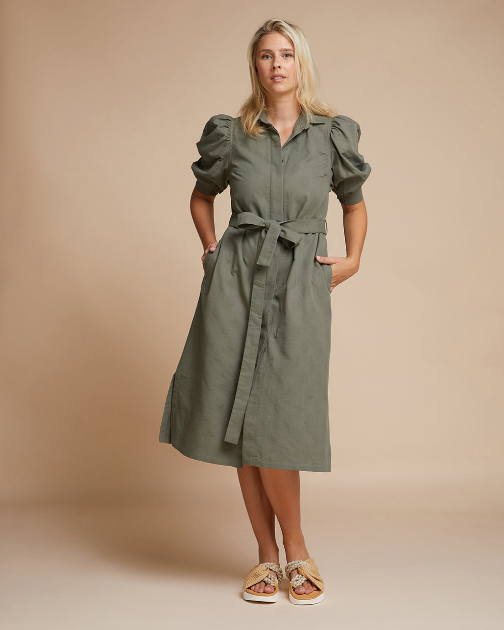 Barcelona Dress - Olive Dot