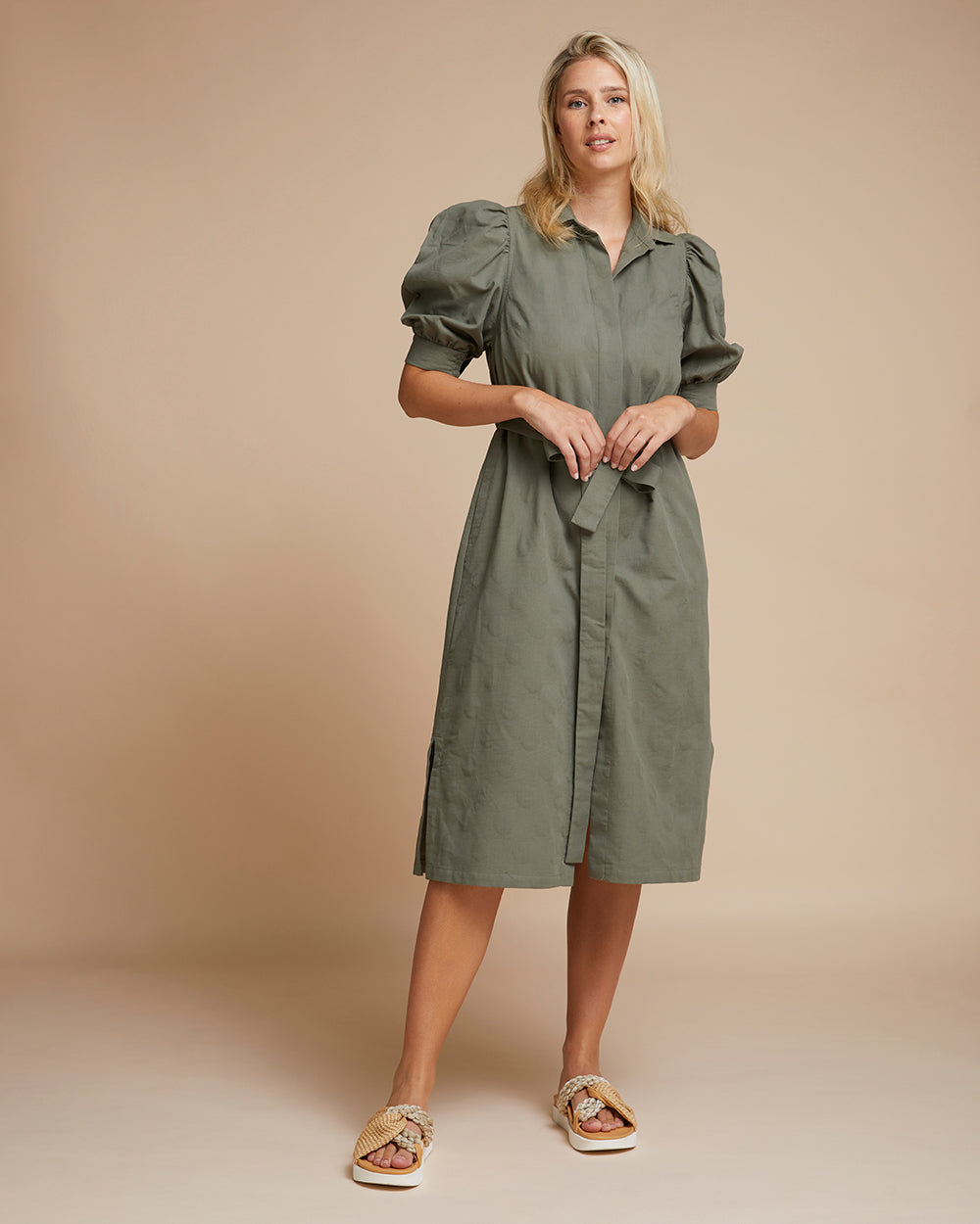 Barcelona Dress - Olive Dot