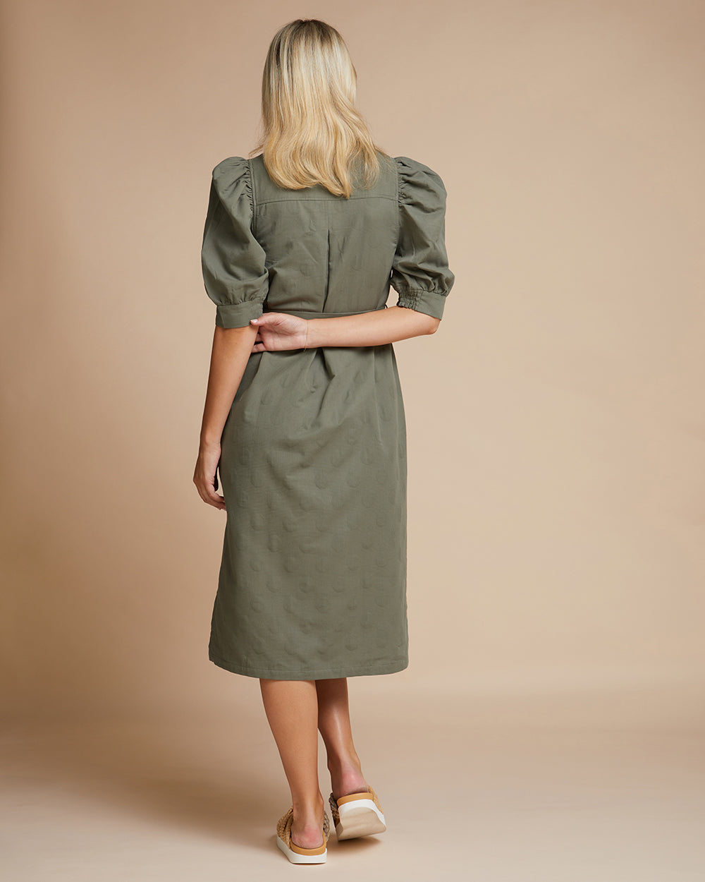 Barcelona Dress - Olive Dot