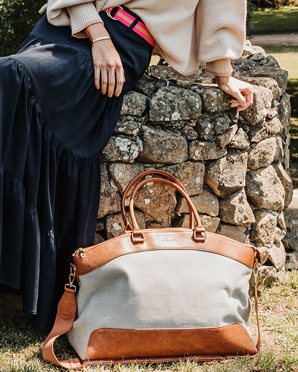 Bronte Overnight Bag - Tan Pebble Canvas