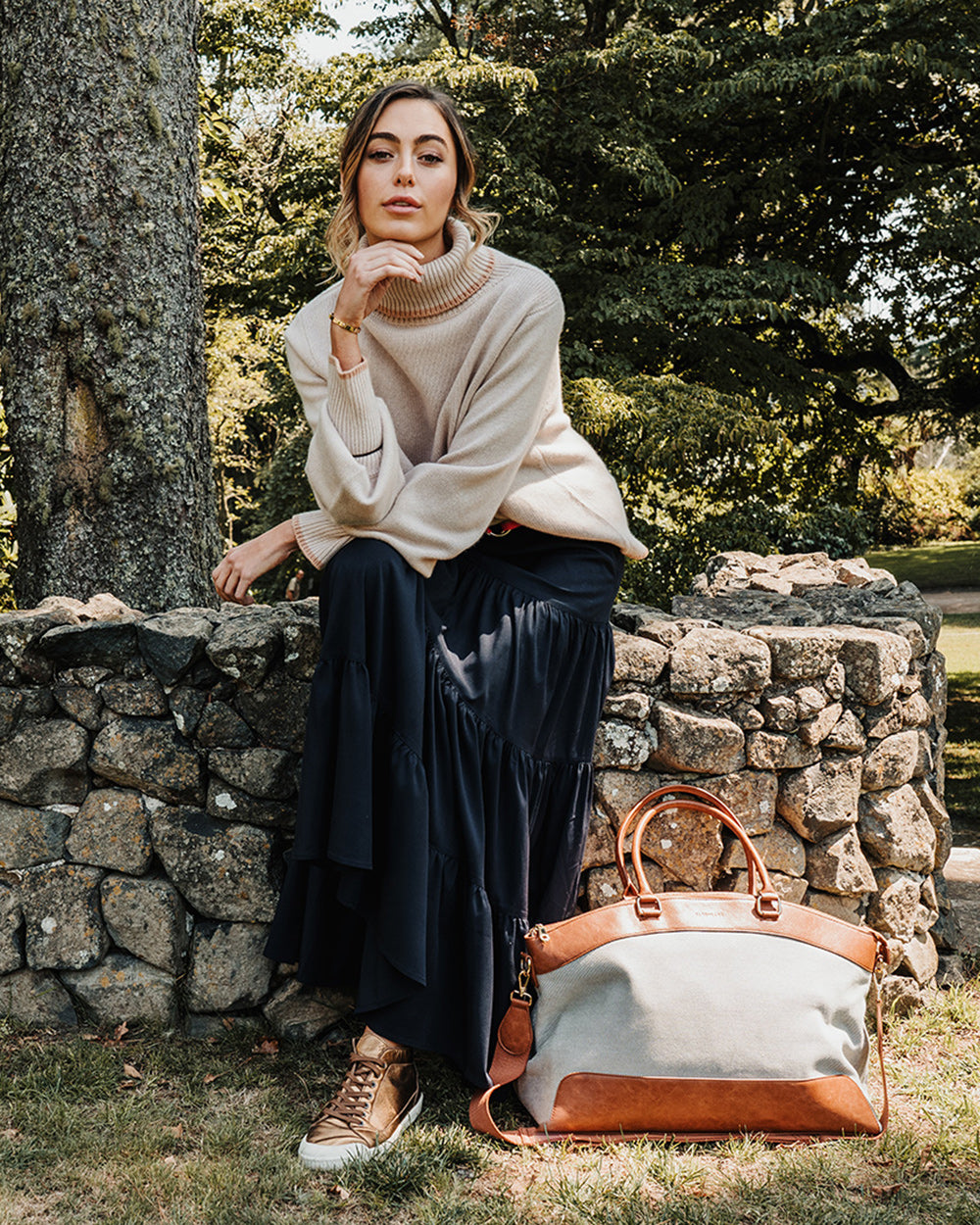 Bronte Overnight Bag - Tan Pebble Canvas