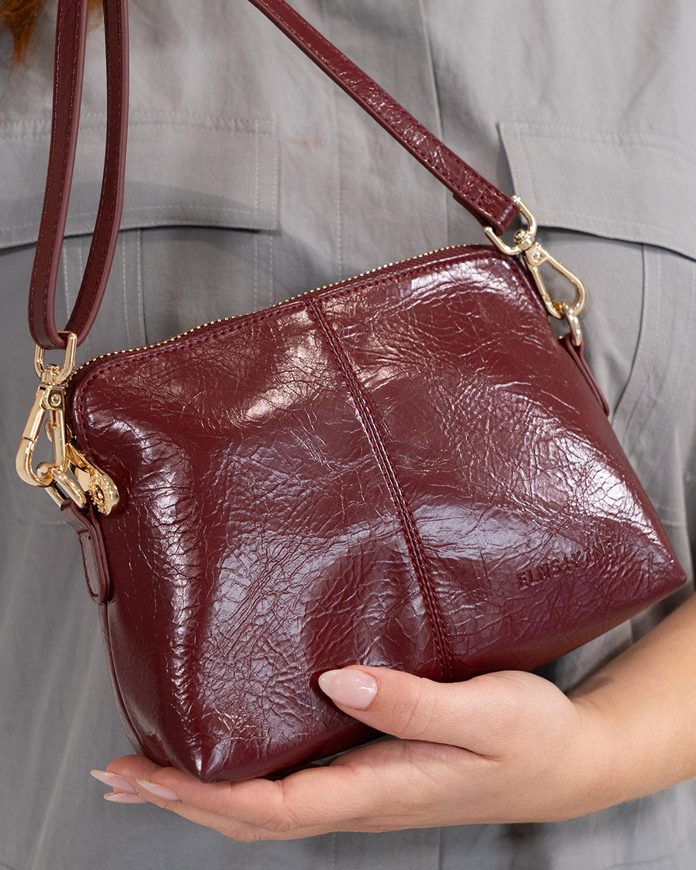 Burbank Crossbody - Burgundy Crinkle