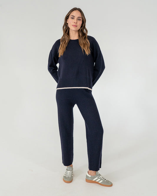 Avalon Ribbed Pant - Navy