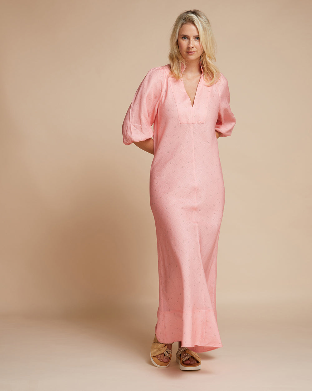 Casablanca Dress - Coral Scribble Print