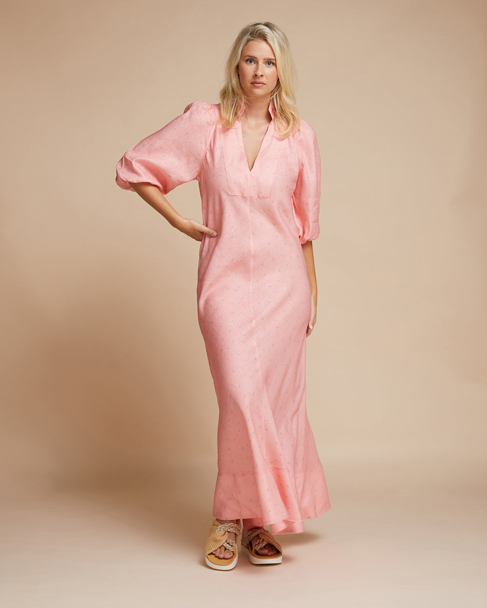Casablanca Dress - Coral Scribble Print