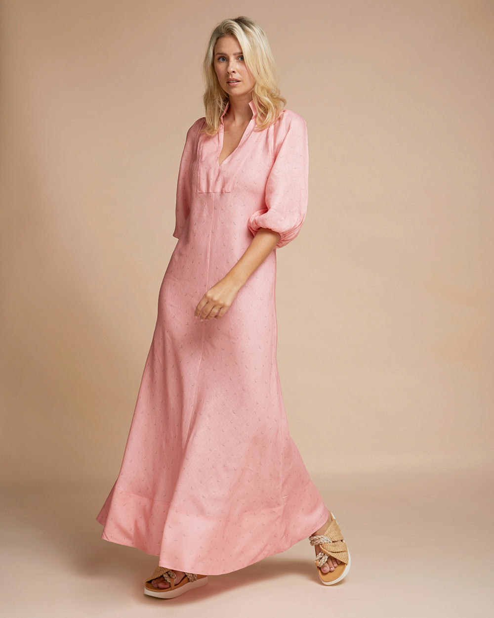 Casablanca Dress - Coral Scribble Print
