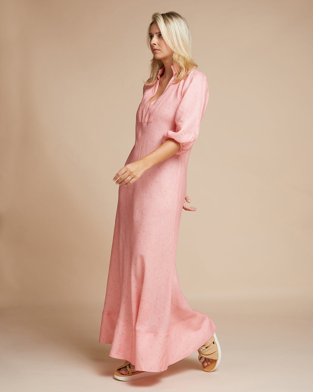 Casablanca Dress - Coral Scribble Print