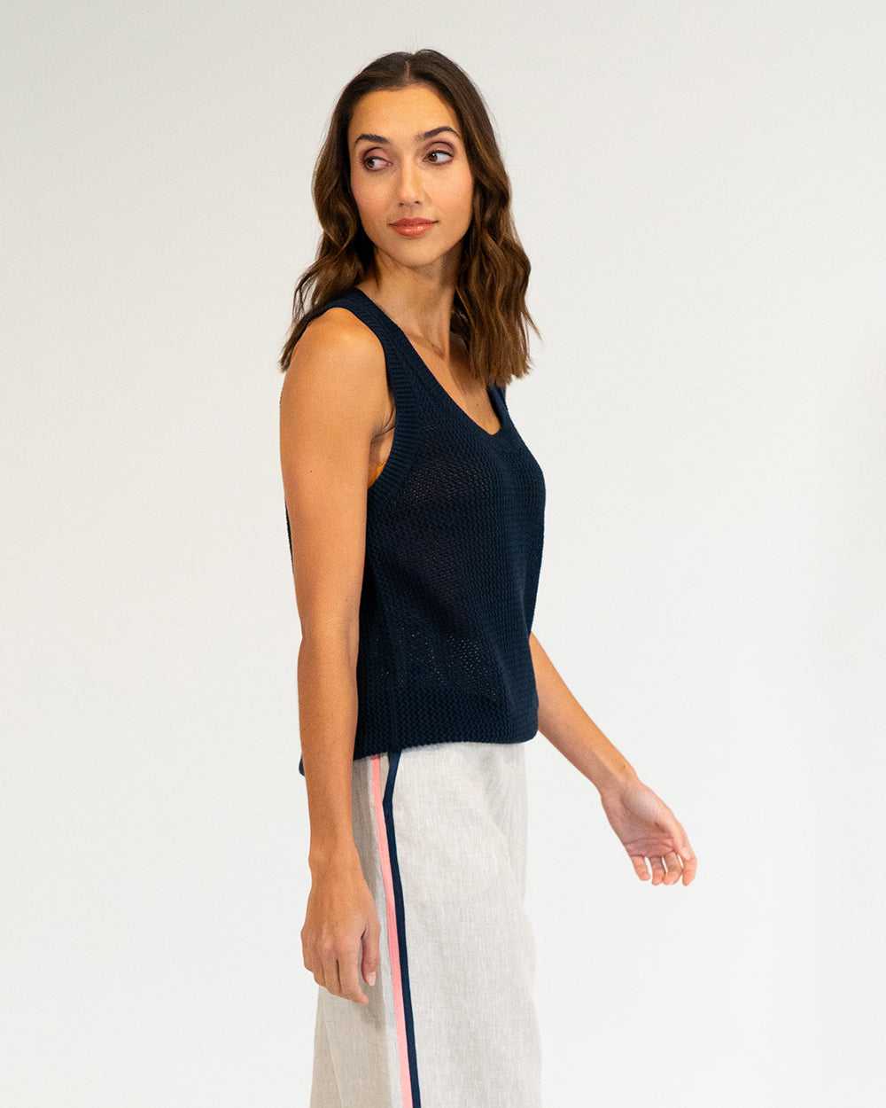 Palm Cove Knit Tank - Navy