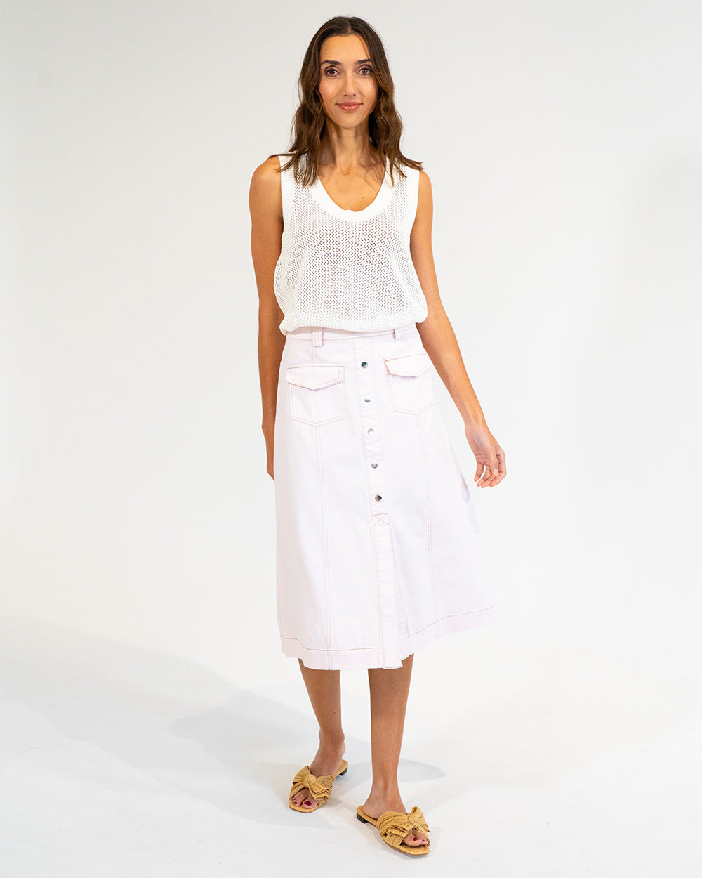 Palm Cove Knit Tank - White