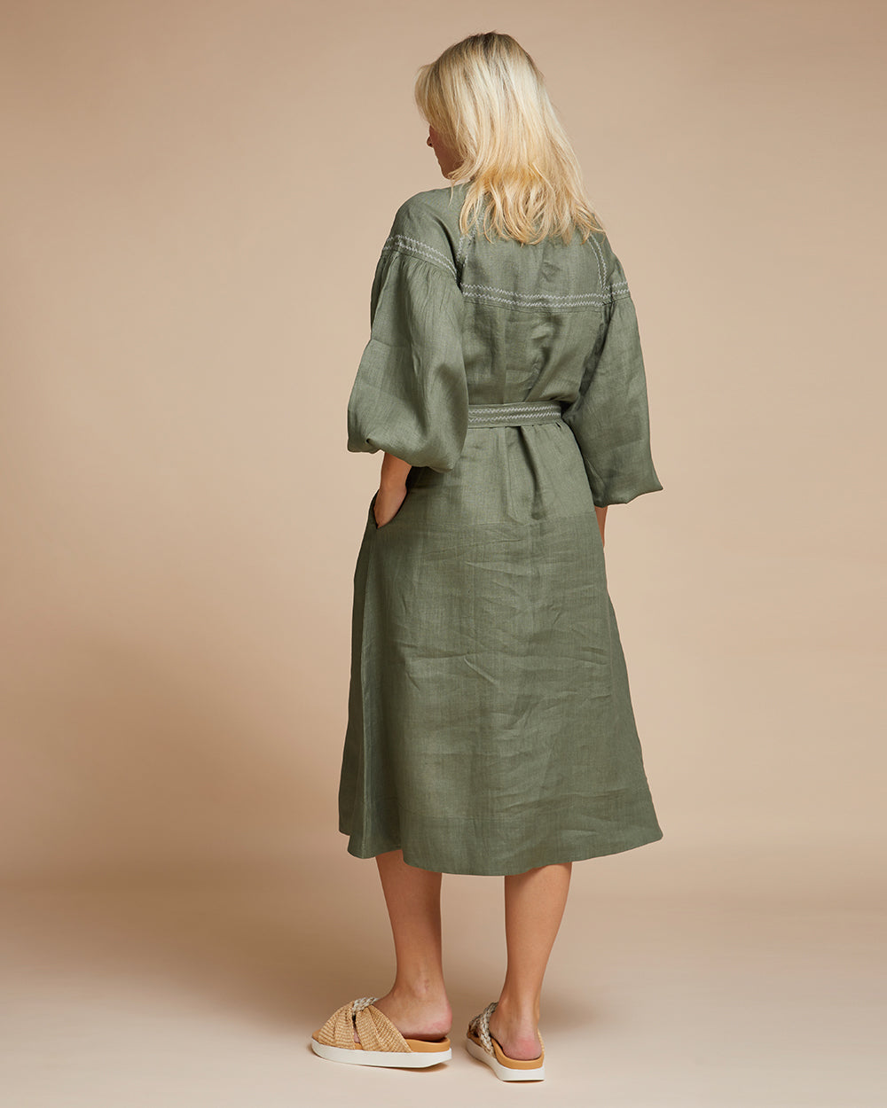 Sardinia Dress - Olive Zig Zag