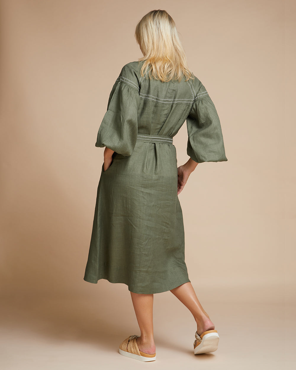 Sardinia Dress - Olive Zig Zag