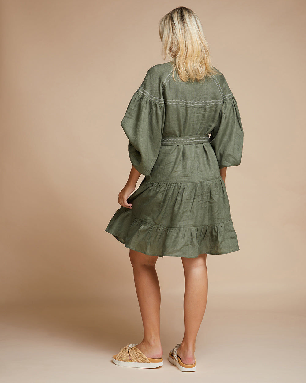 Sardinia Mini Dress - Olive Zig Zag