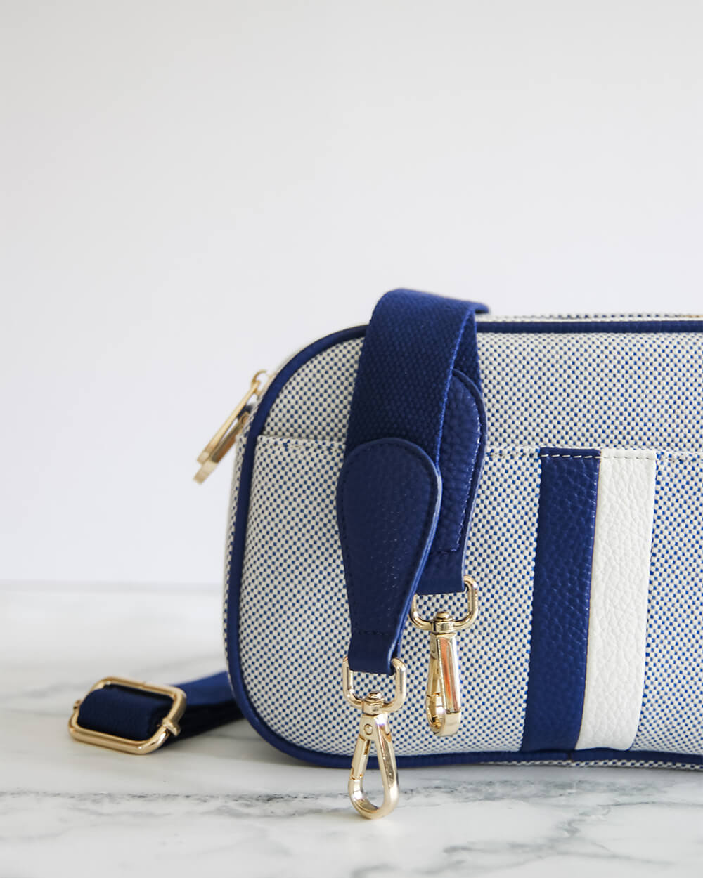 Brooklyn Camera Bag - Royal Blue & Canvas