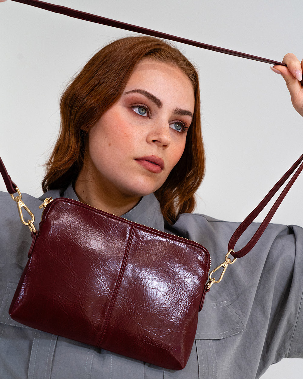 Bowery Crossbody - Burgundy Crinkle