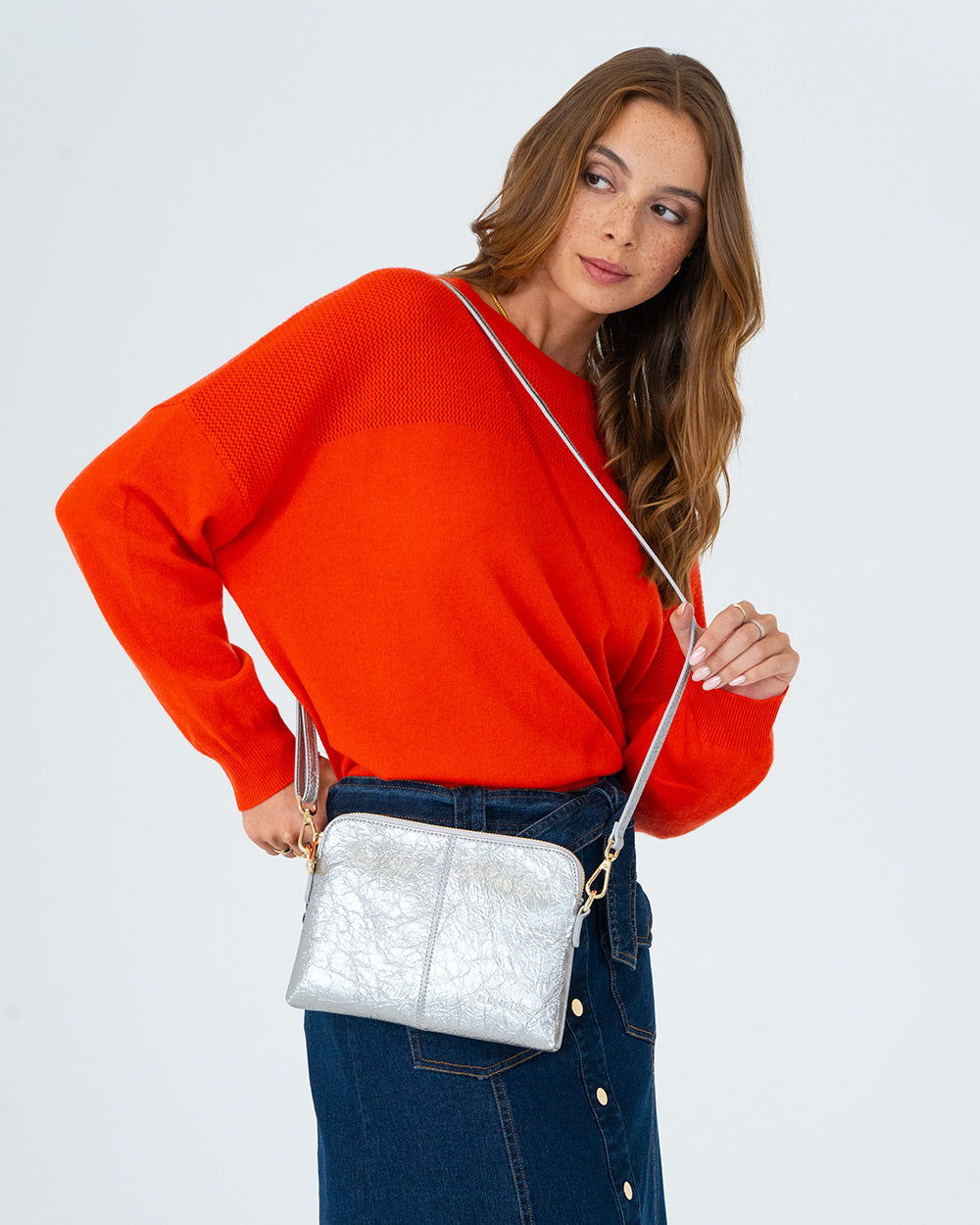Bowery Crossbody - Silver Crinkle
