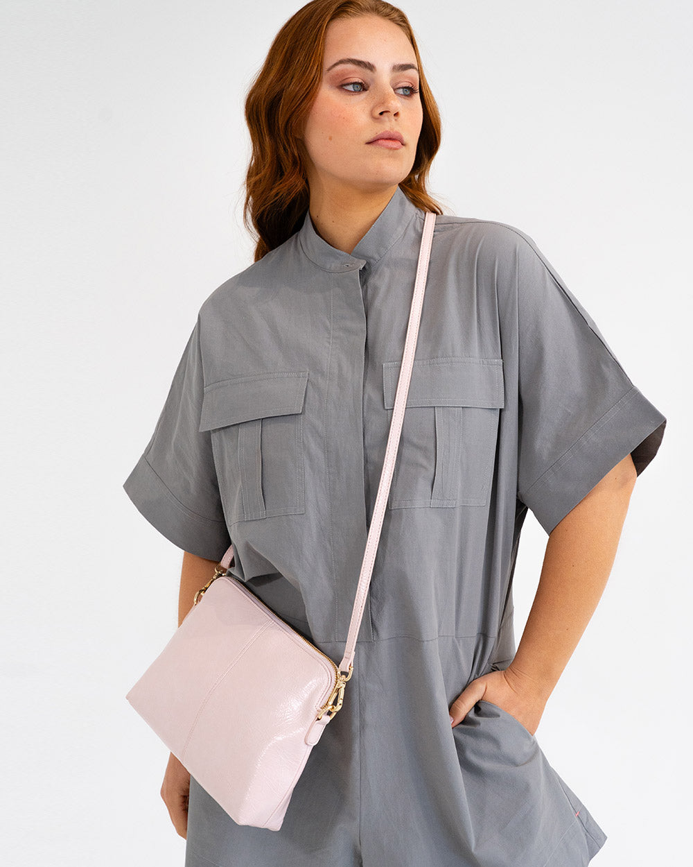 Burbank Crossbody Large - Blush Crinkle