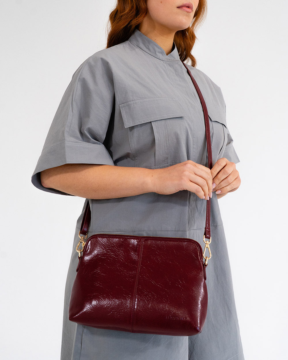 Burbank Crossbody Large - Burgundy Crinkle