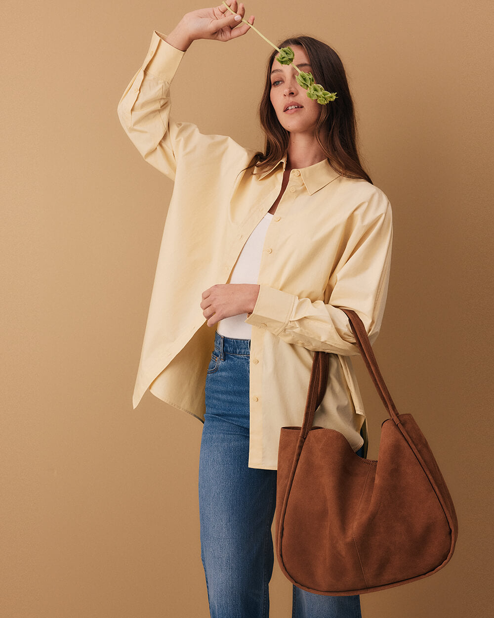Capri Tote - Tan Microsuede