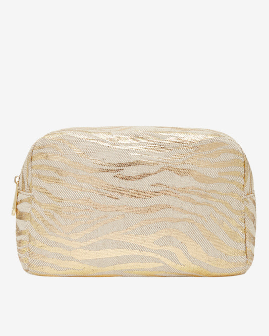 Large Cosmetics Bag - Gold Zebra