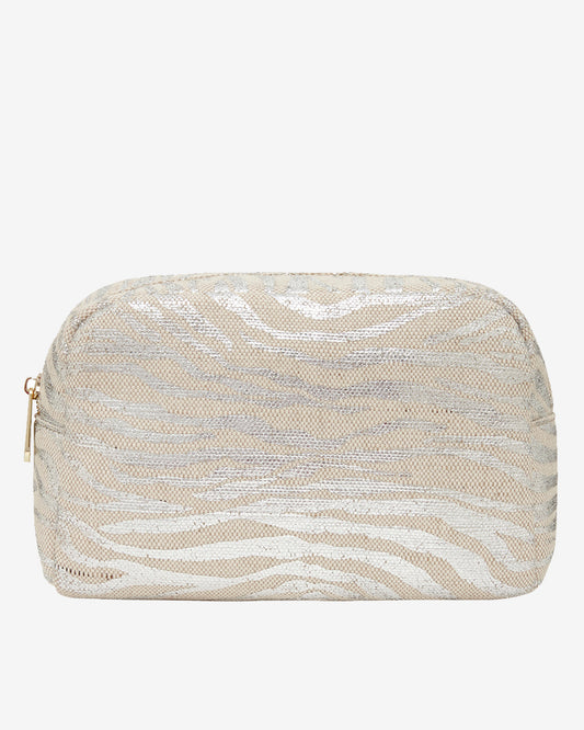 Large Cosmetics Bag - Silver Zebra
