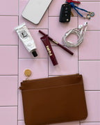 Flat Pouch - Tan Saffiano