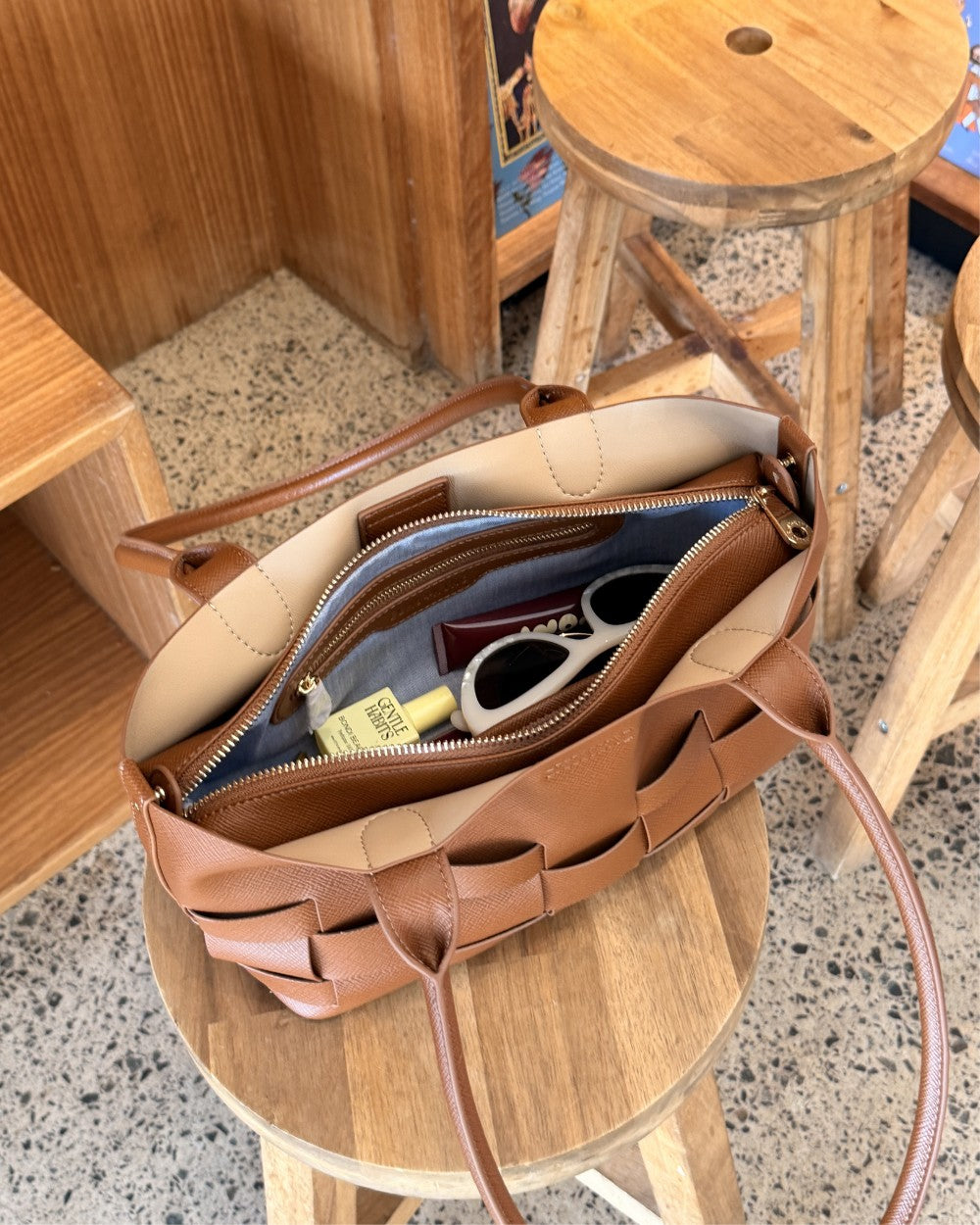 Kenley East-West Bag - Tan Saffiano