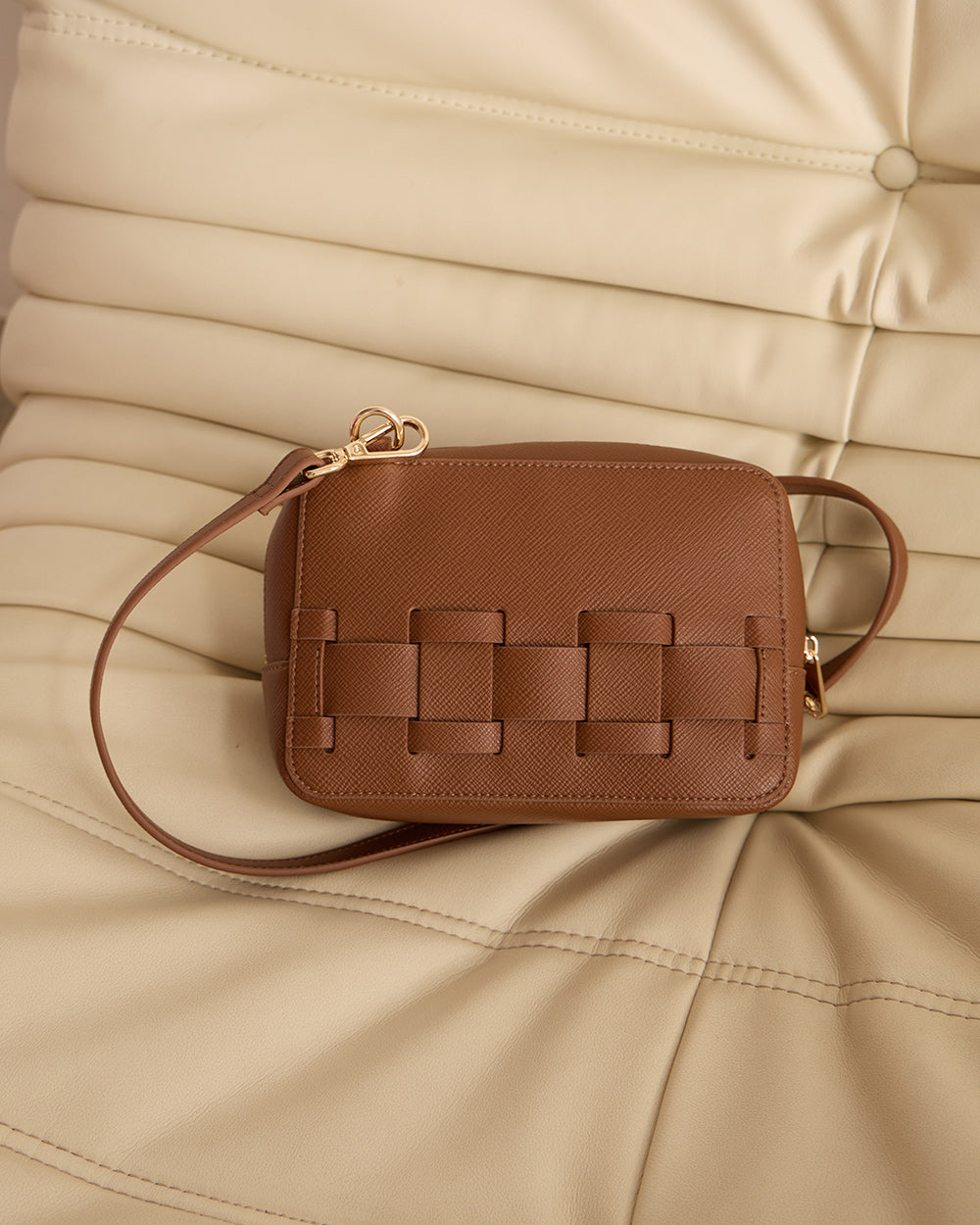 London Crossbody - Tan Saffiano