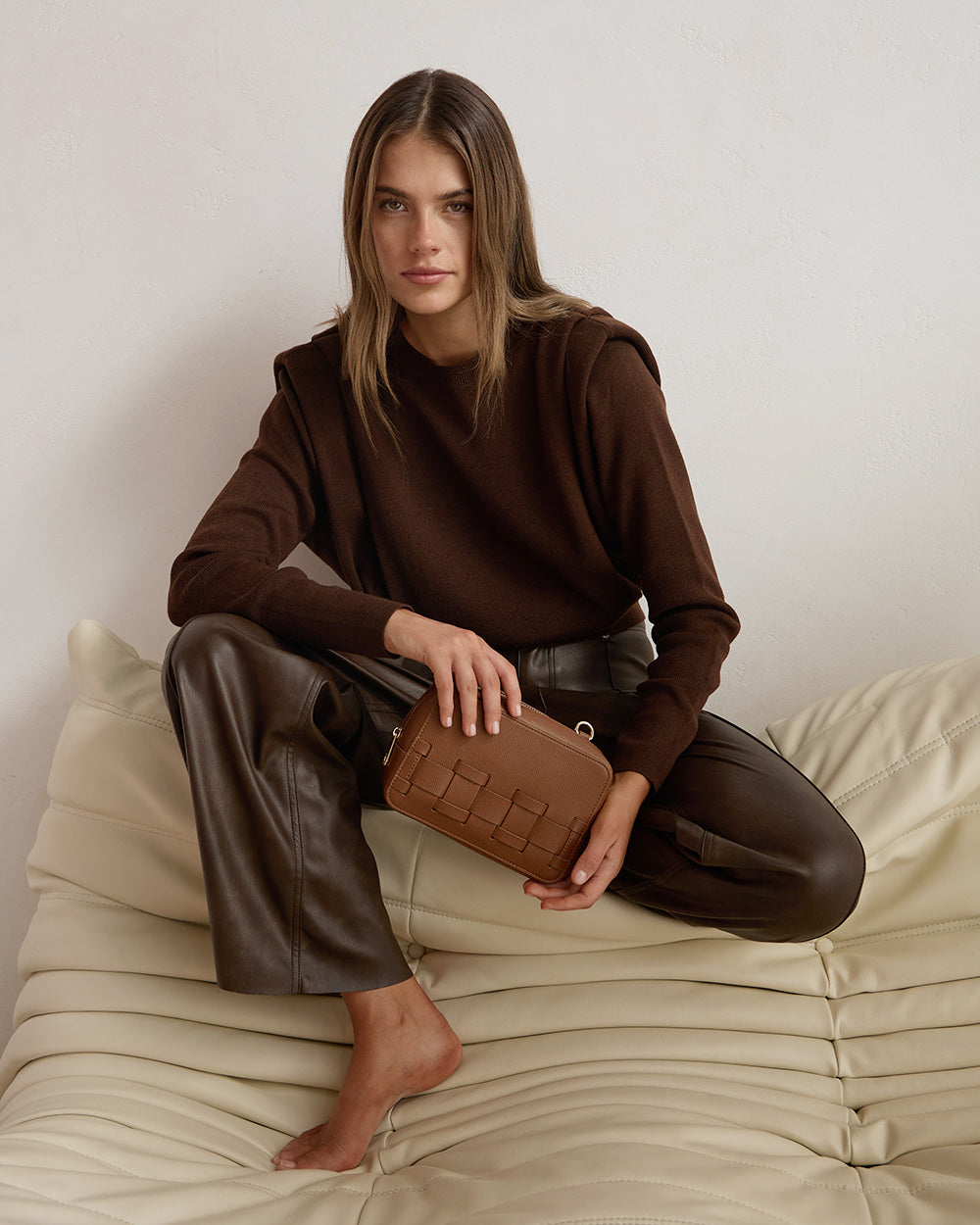 London Crossbody - Tan Saffiano