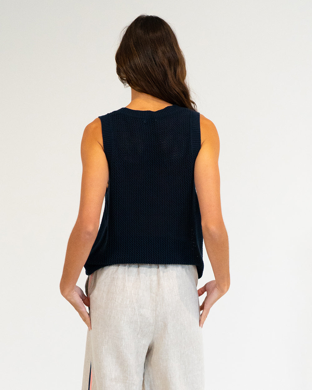 Palm Cove Knit Tank - Navy