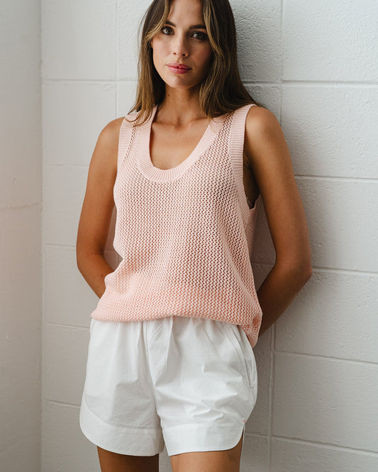 Palm Cove Knit Tank - Peach