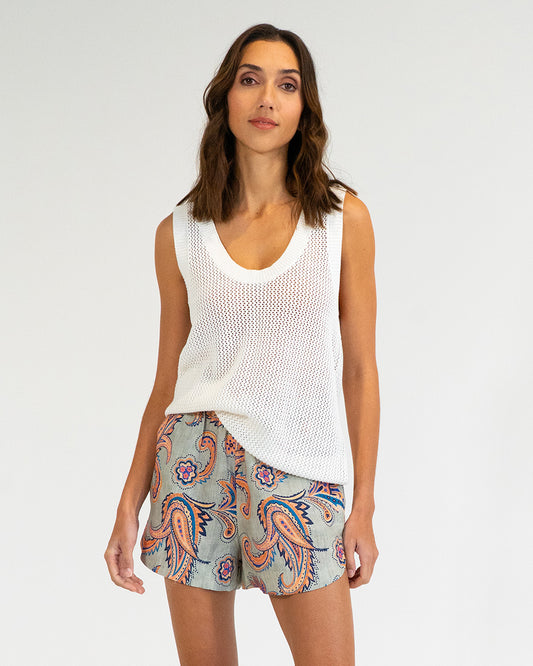 Palm Cove Knit Tank - White