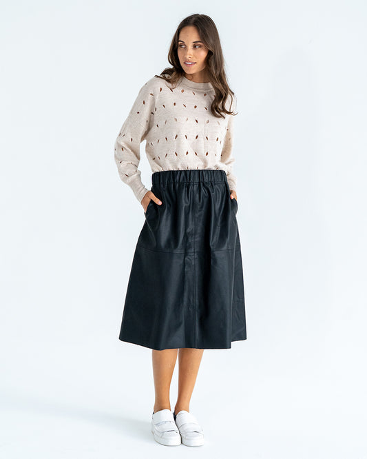 Elda Faux Leather Skirt - Black