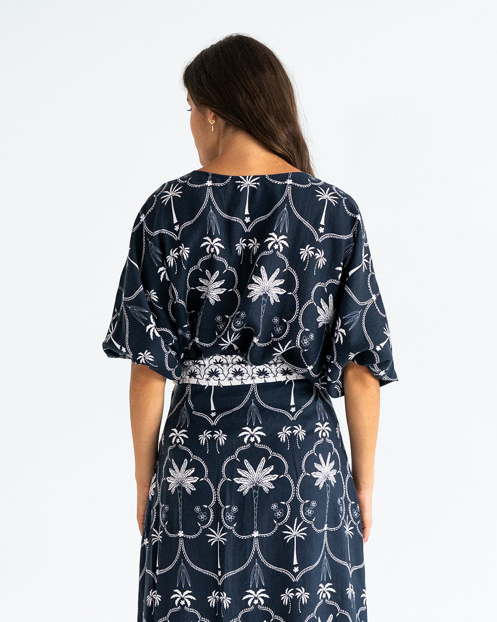 Whitehaven Blouse - Navy Palm