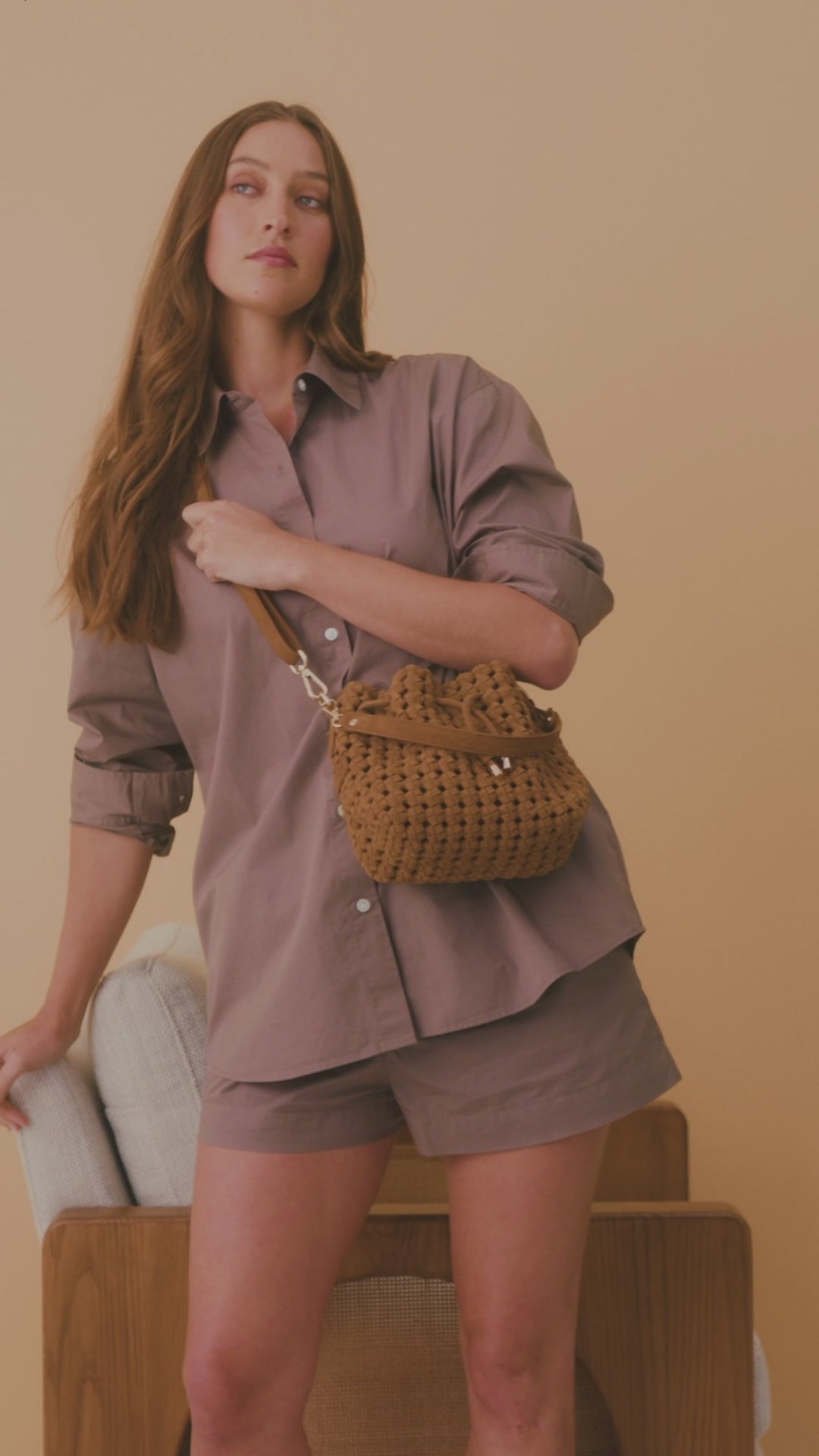 Box Weave Bucket - Tan
