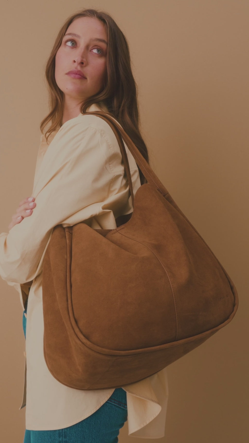 Capri Tote - Tan Microsuede