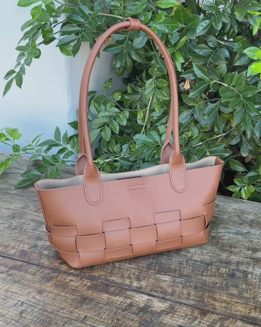 Kenley East-West Bag - Tan Saffiano