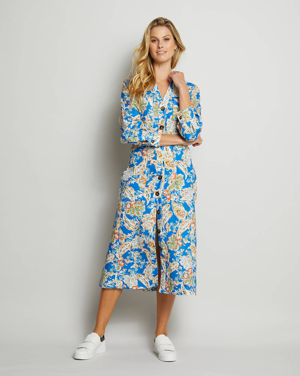 H&m blue hot sale paisley dress